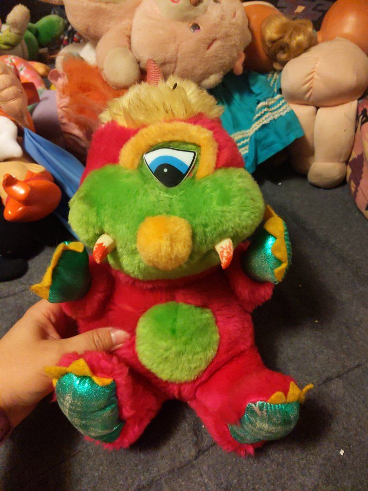 Vintage 70s-90s Stuffed Animals: Garfield, Care Bear, Chipmunk, Rainbow Brite, etc