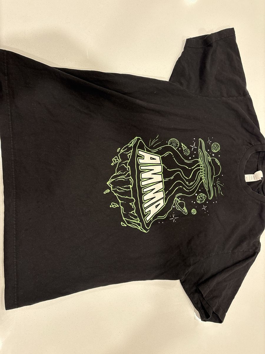 AMMA UFO Space Graphic T-Shirt Black Size Large Unisex
