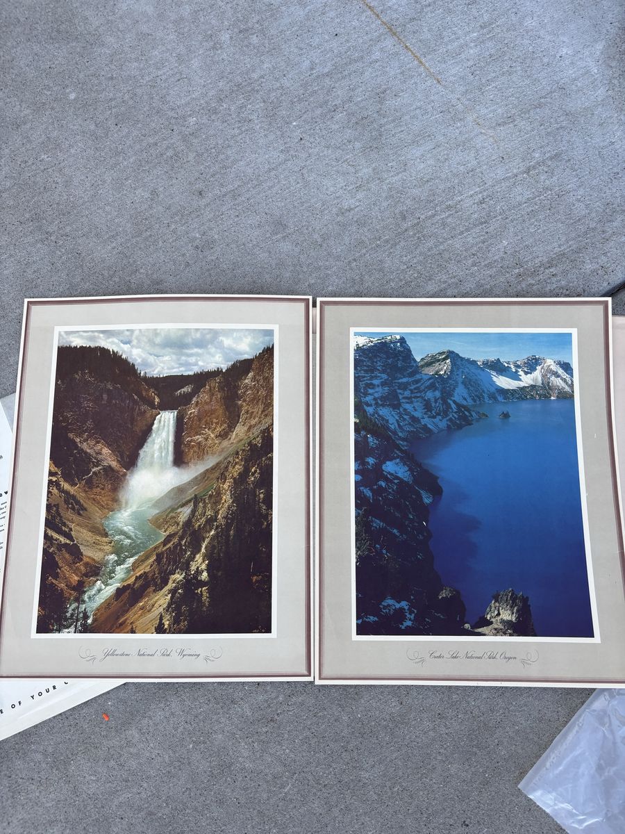 Vintage National Parks Art Prints Yellowstone and Crater Lake