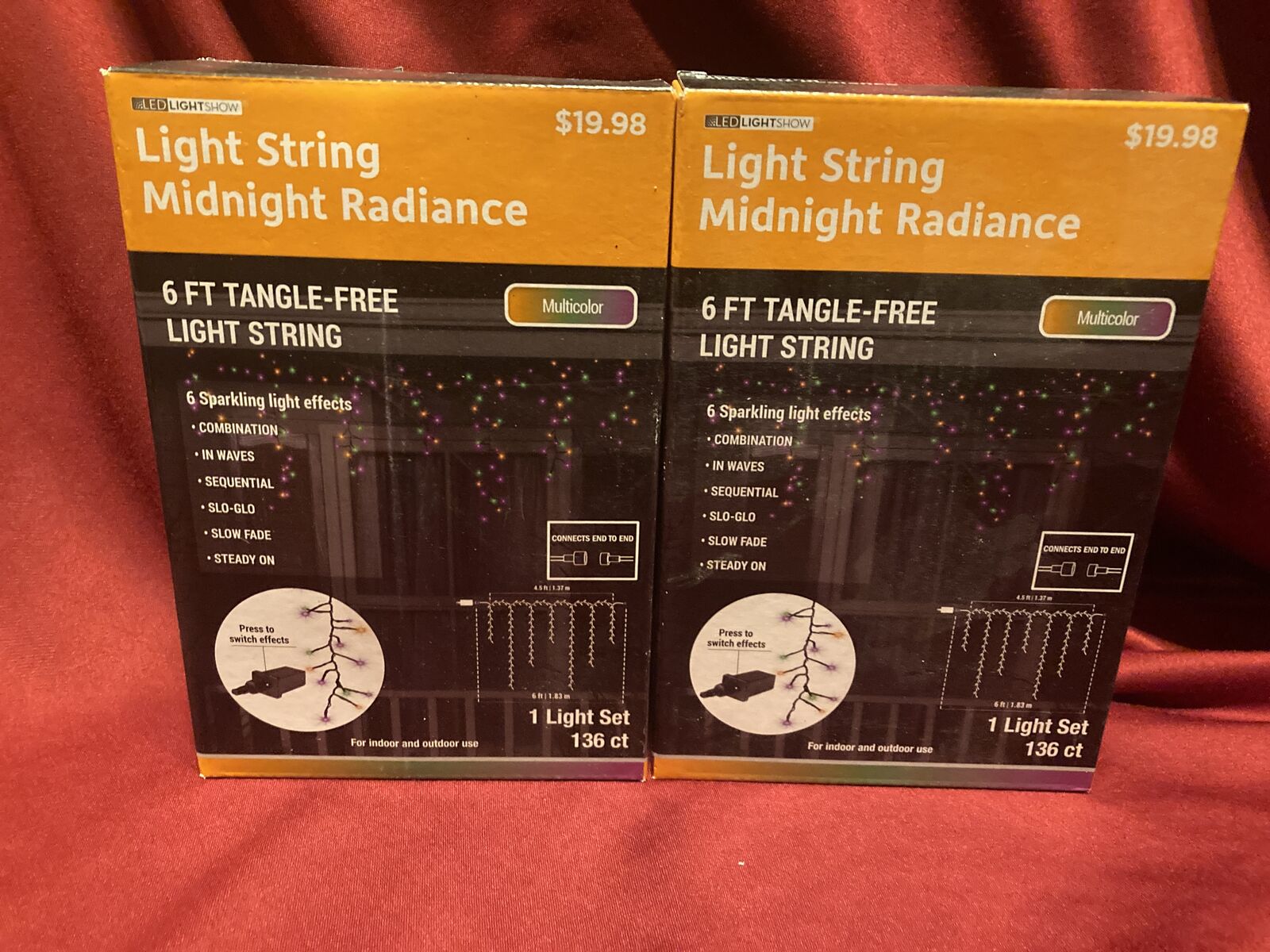 Halloween Multicolor LED Light String Midnight Radiance 6 Ft Tangle Free Lightstring New