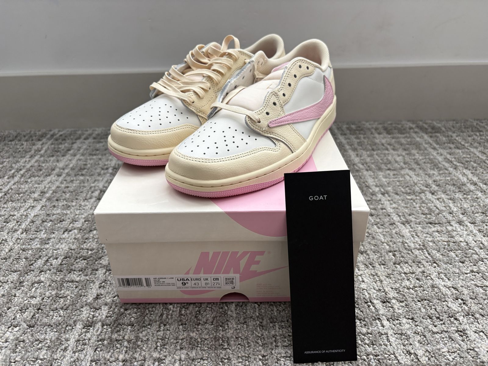 Air Jordan 1 Low OG SP Travis Scott Muslin/Shy Pink-Sail Size 9.5