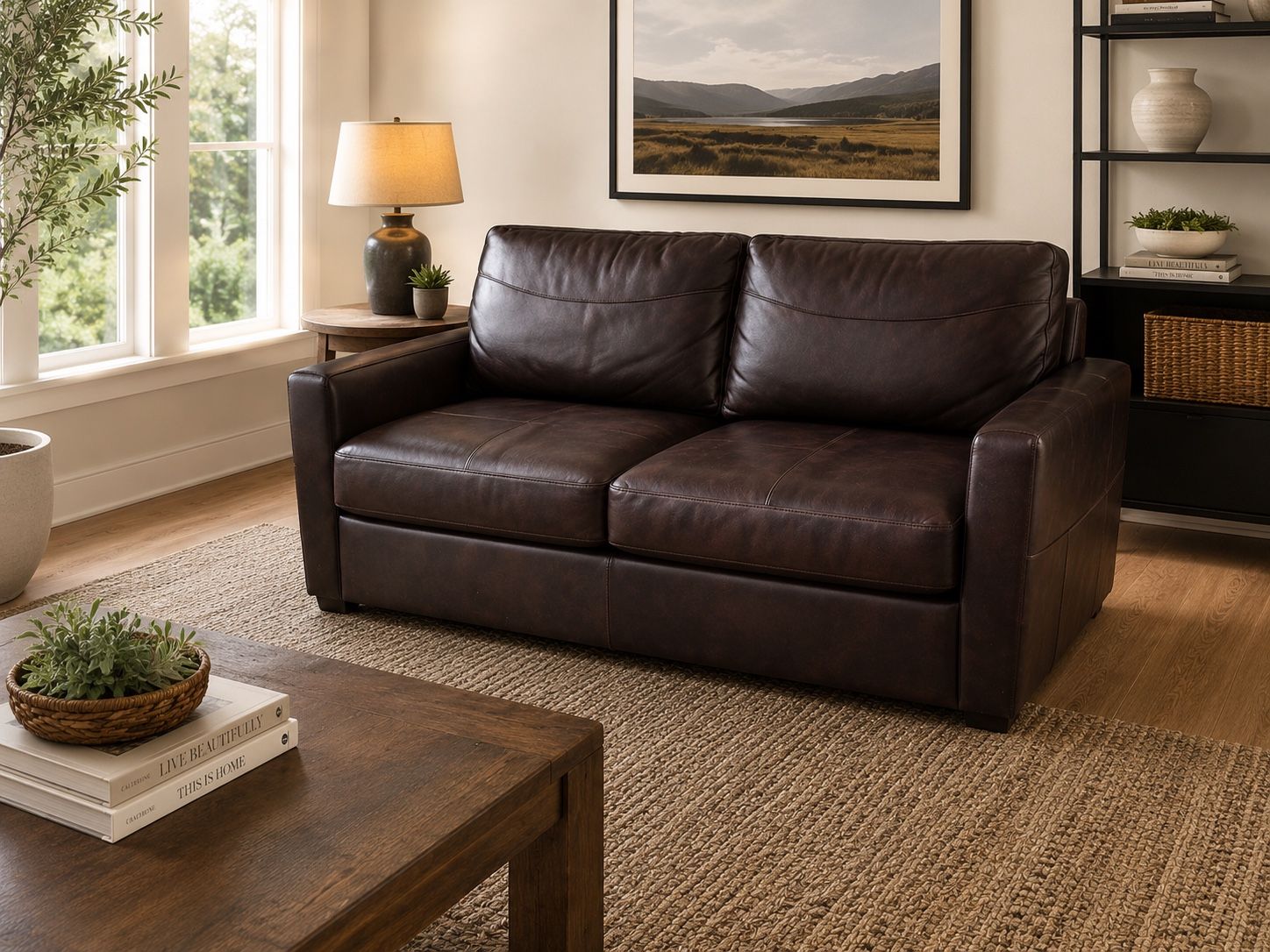 Leather Sleeper Sofa Couch– Pull-Out Bed