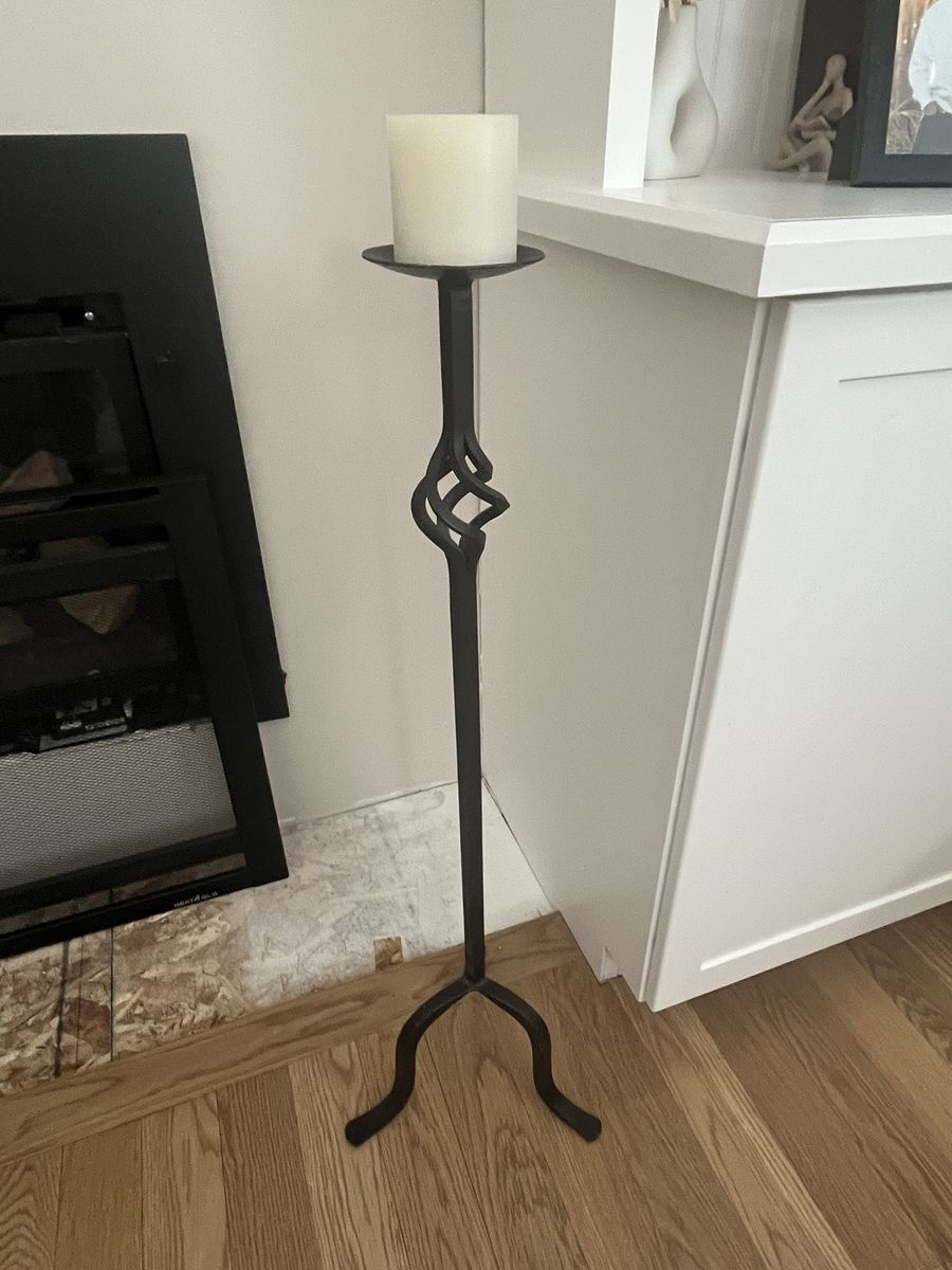 2 wrought iron candle stick holders