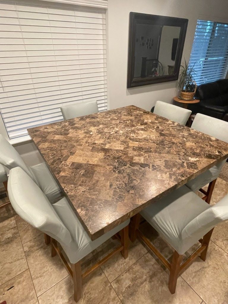 54x54 counter height kitchen table with 8 chairs