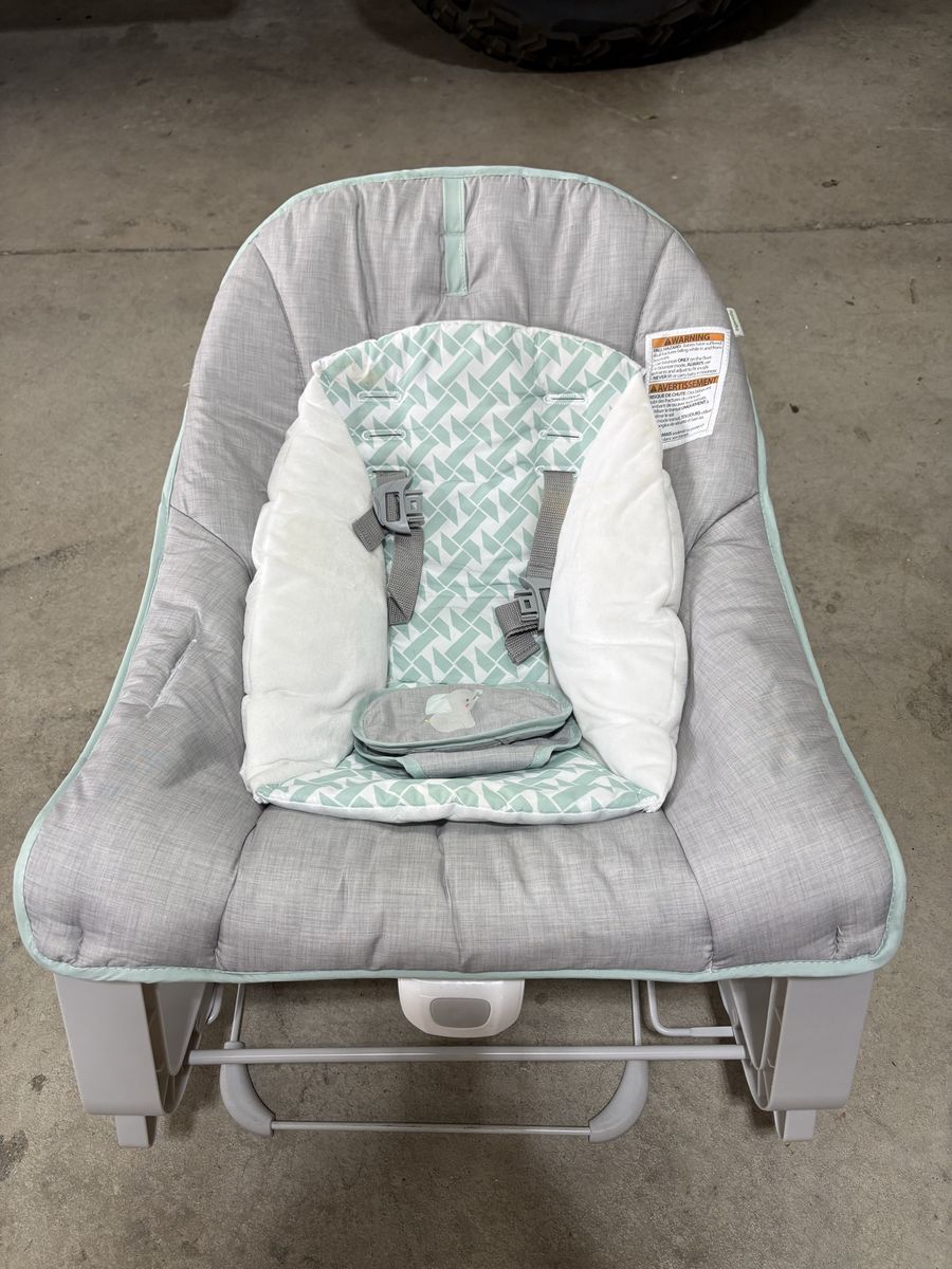 Ingenuity Infant Bouncer Seat with Vibration - Grey & Mint Green