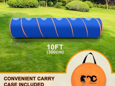 GeerDuo 10ft Collapsible Cat Play Tunnel with Carry Case - Blue & Orange Pet Tube Toy
