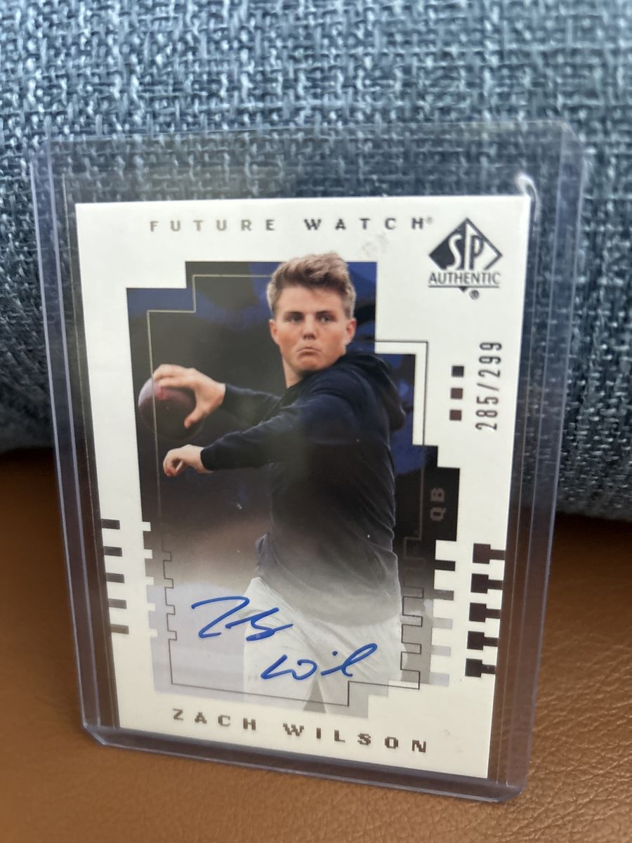 BYU COUGARS Rookie NFL Zach Wilson 2021 SP Authentic Future Watch Autograph Rookie Card #285/299 - NY Jets QB Hand Signed