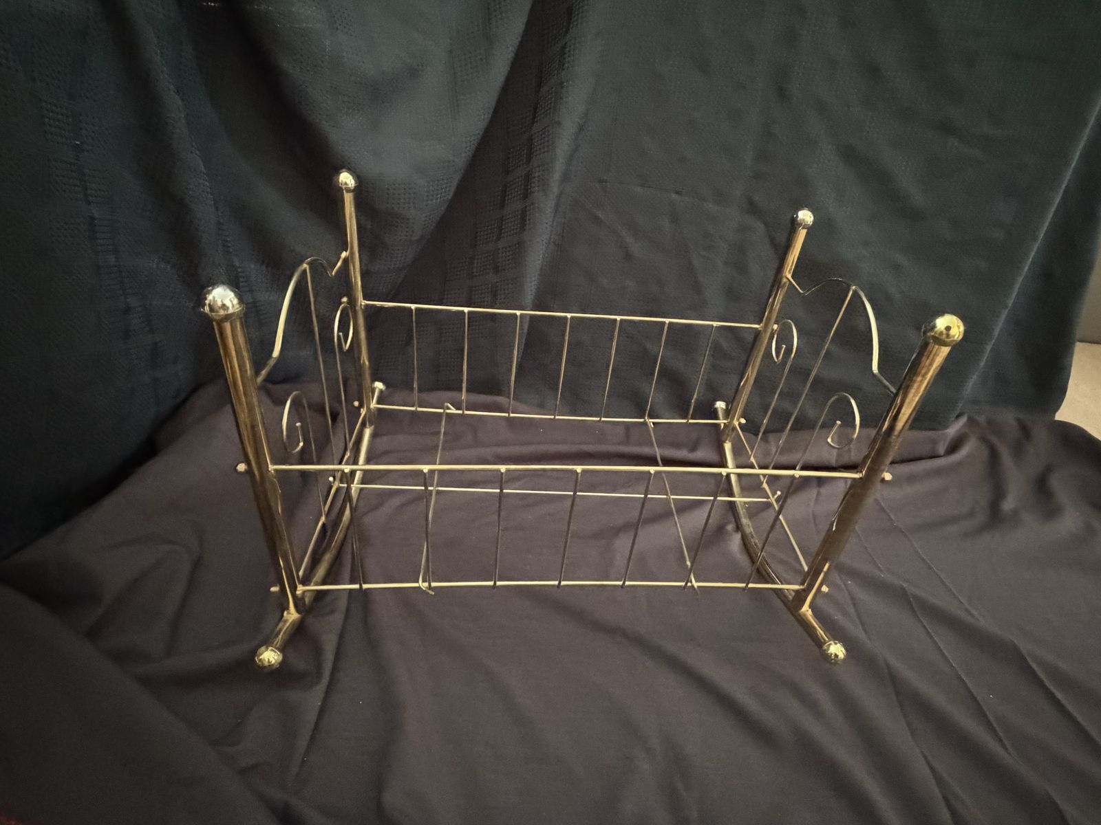 Vintage Brass-Plated Rocking Baby Doll Crib/Cradle – Made in Taiwan $65 cash/venmo in Provo