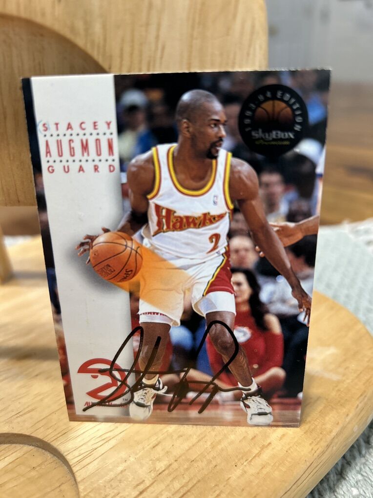 Stacey Augmon Autograph Hawks Signed Basketball
