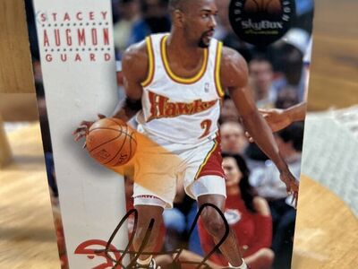 Stacey Augmon Autograph Hawks Signed Basketball