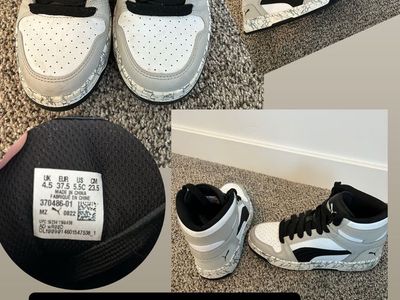 Puma Kids High-Top Sneakers Size US 5.5C White Gray Black