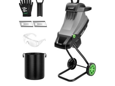 VIVOSUN 15-AMP Electric Wood Chipper & Shredder, 50L Collection Bag, Gloves & Goggles, New