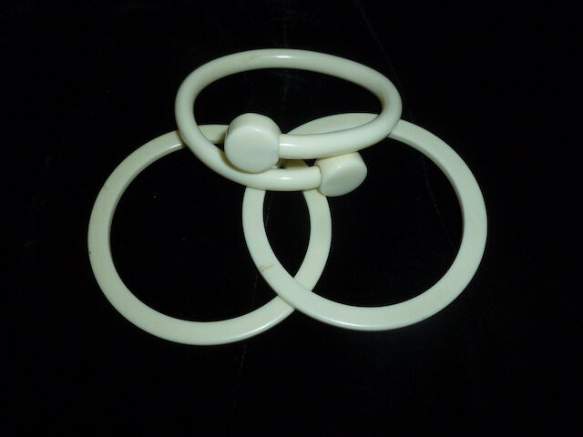 Beautiful Ivory Colored Bangle Style Bracelets - 1940's