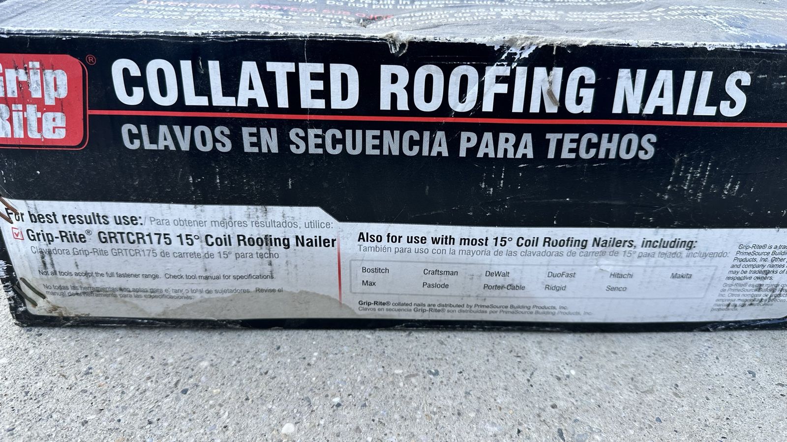 Grip-Rite Collated Roofing Nails 15 Degree Coil Box
