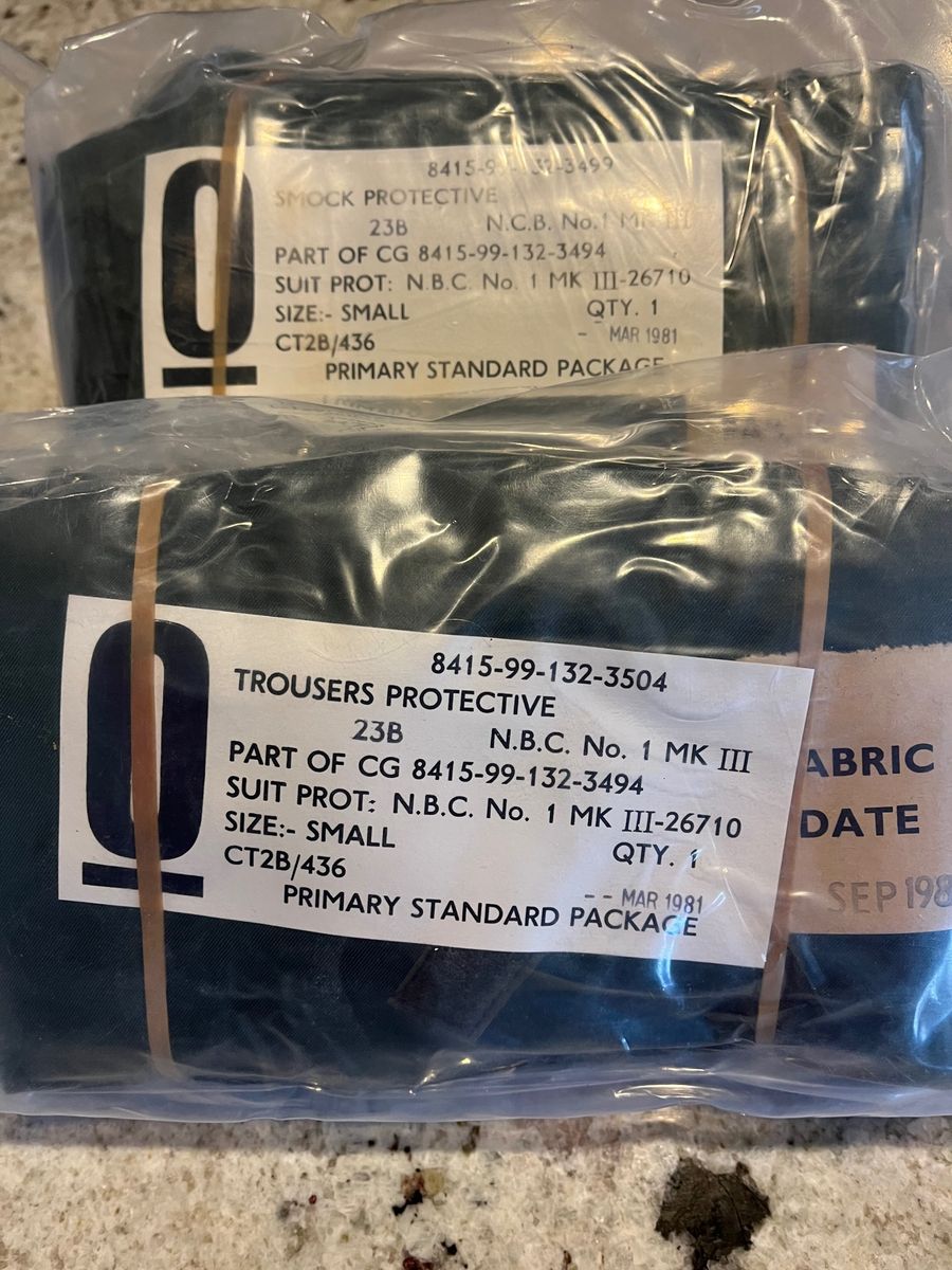 Vintage US Military Chemical Protective N.C.B Suit SMOCK & TROUSERS NOS Sealed Mint