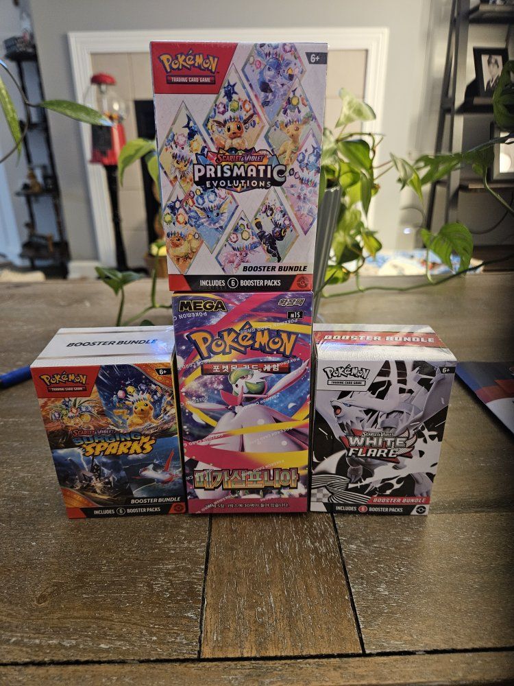Pokemon TCG Scarlet & Violet Booster Bundle Lot - Prismatic Evolutions, Surging Sparks, White Flare