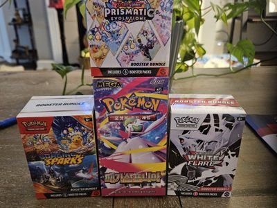 Pokemon TCG Scarlet & Violet Booster Bundle Lot - Prismatic Evolutions, Surging Sparks, White Flare