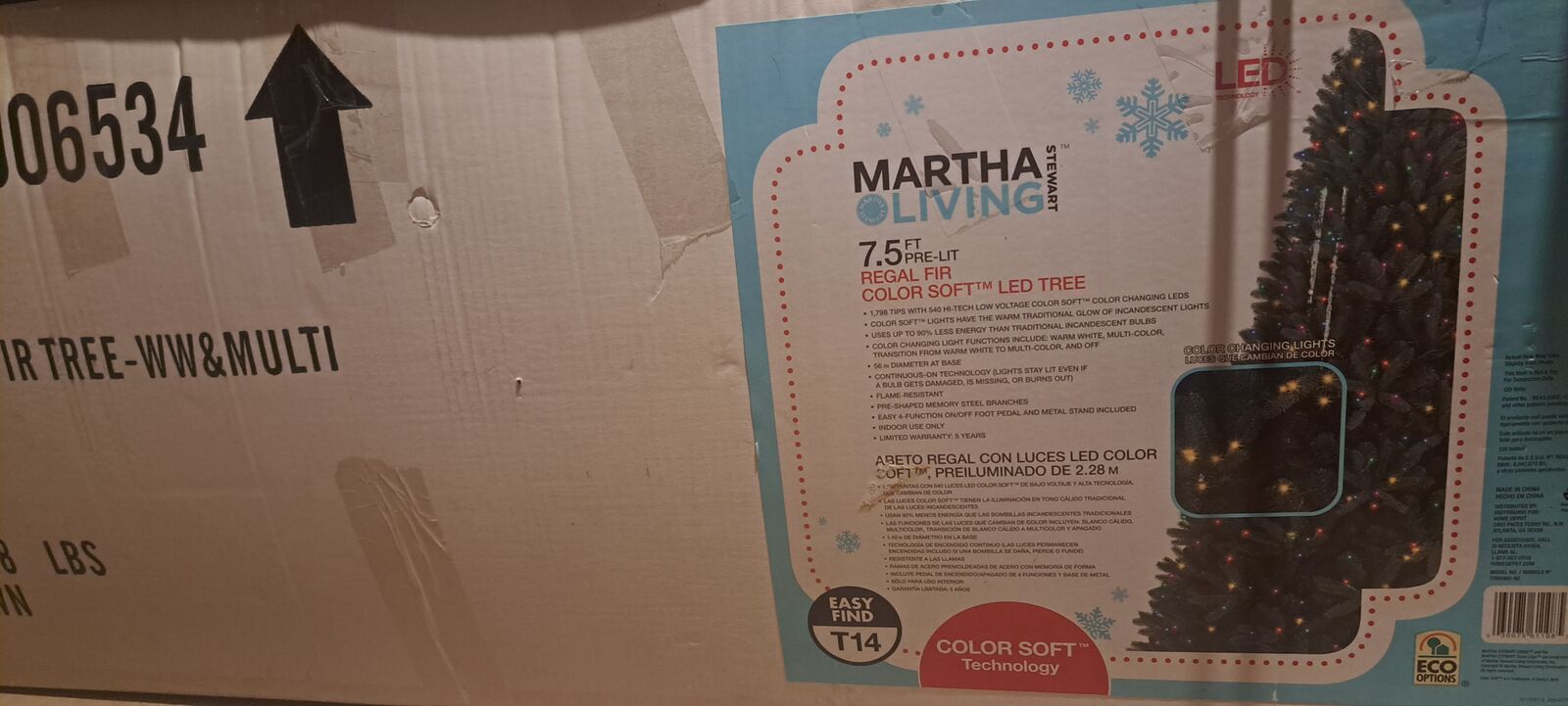 Martha Stewart 7ft 6 inch Multicolored Light Artificial Christmas Tree