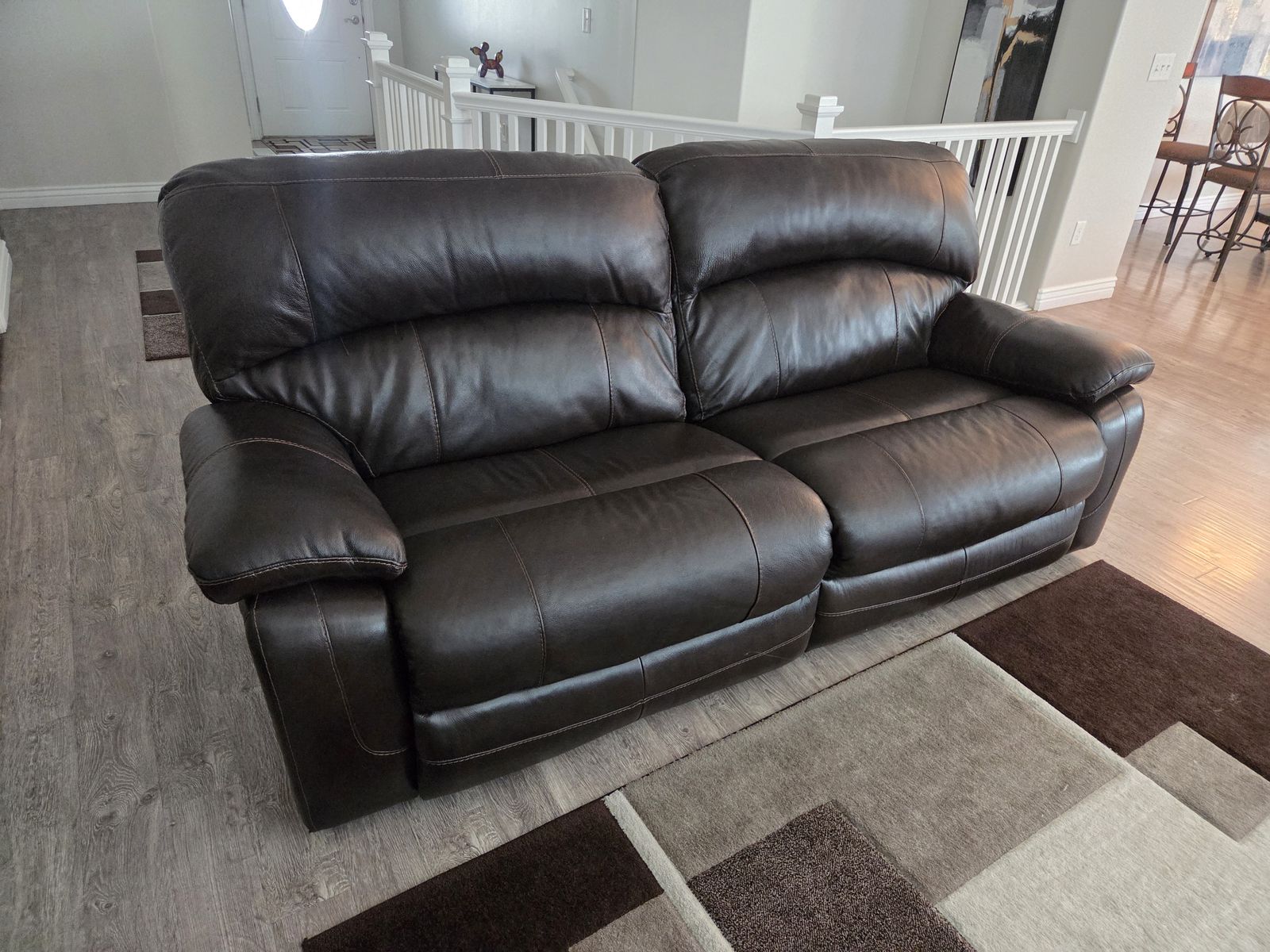 Dark Brown Leather Reclining Love Seat