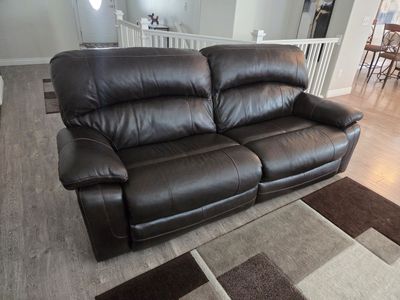 Dark Brown Leather Reclining Love Seat