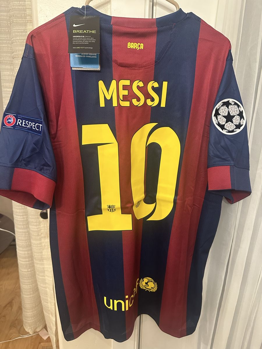 Nike FC Barcelona Messi #10 2015 Champions League Final Soccer Jersey Men's Size large and extra large