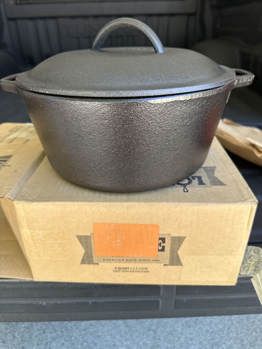 Lodge 5-Qt Cast Iron Double Dutch Oven w/ Skillet Lid - Pre-Seasoned, New