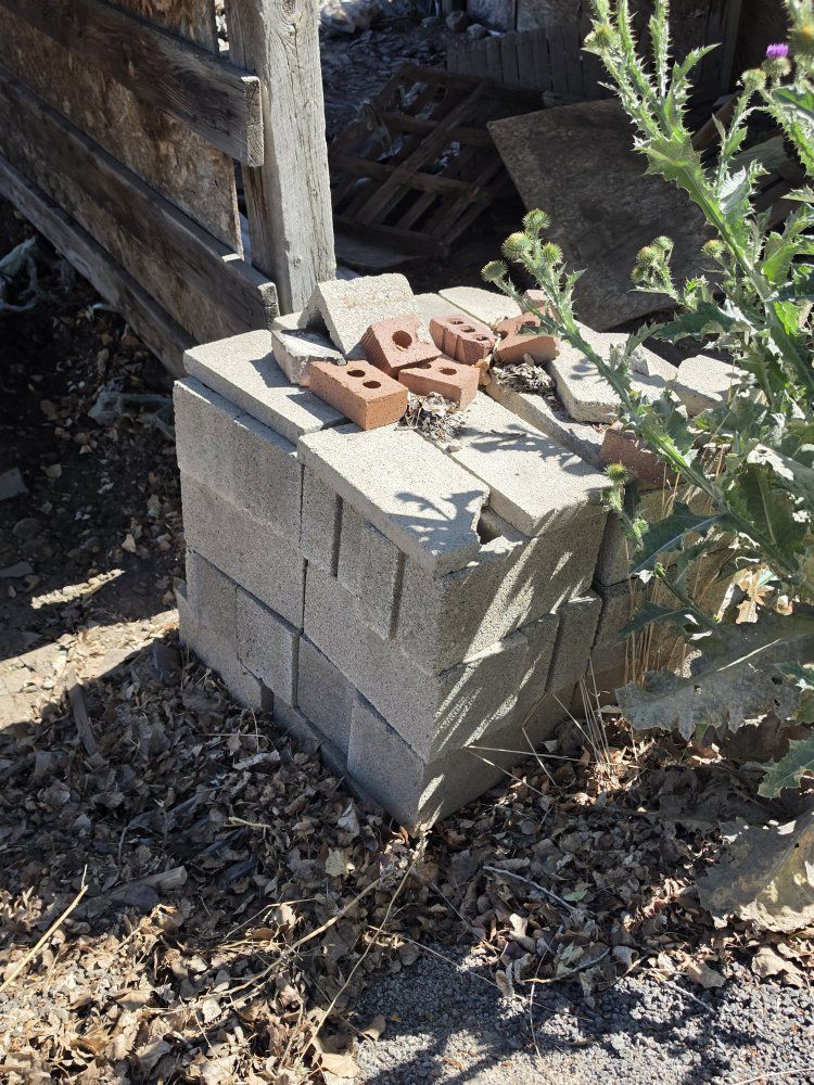 cinder blocks and brick