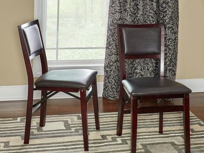 dark wood padded folding dining chairs with espresso upholstery