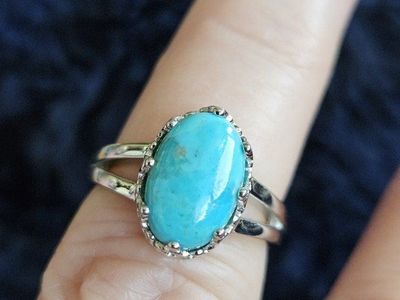 Sz 7 Turquoise Platinim over Sterling Silver Ring