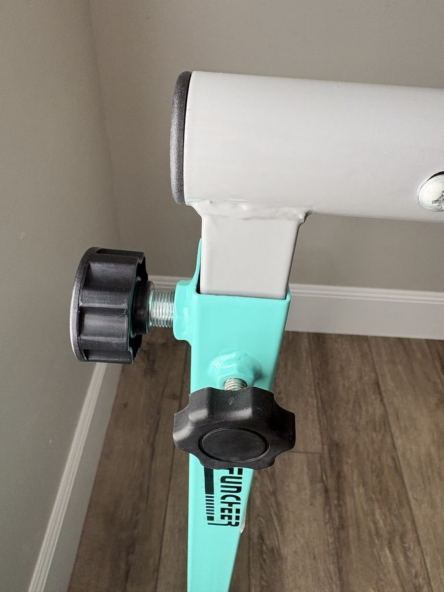 Funcheer Adjustable Fitness Stand / Gymnastics Bar, Teal and Gray