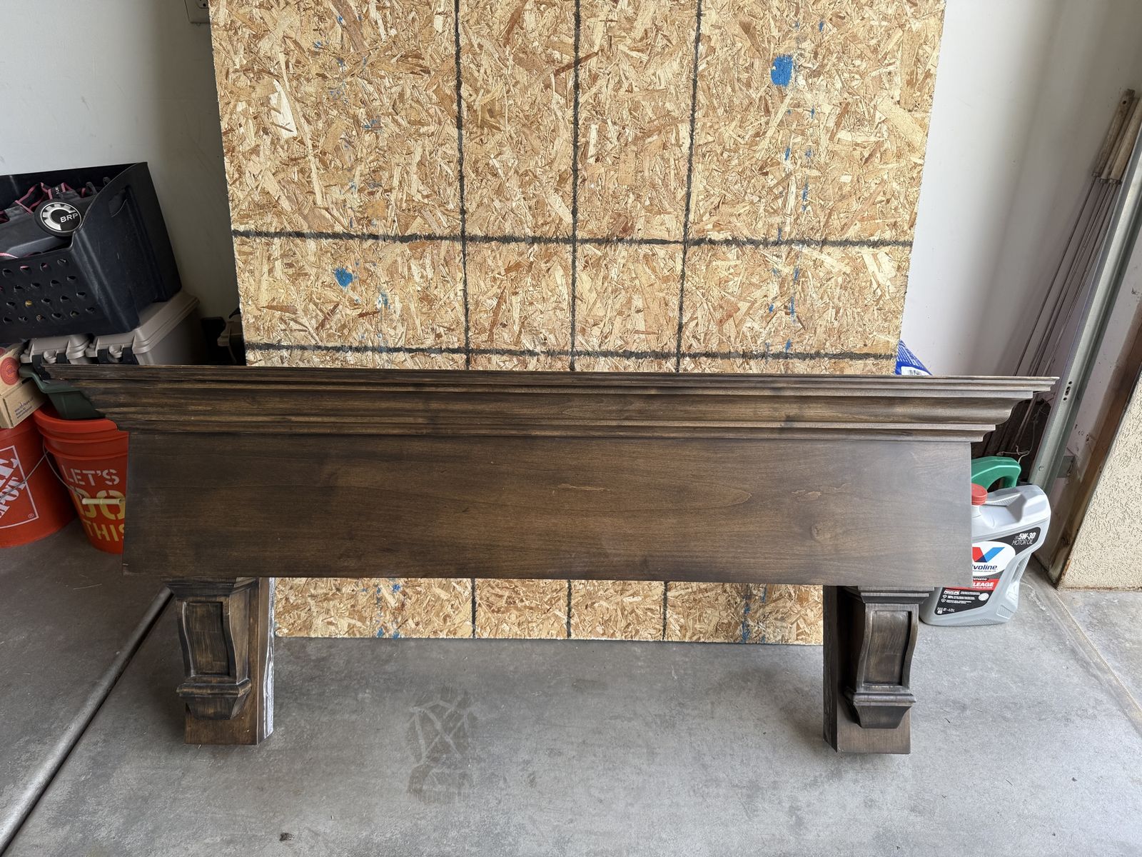 Wooden Fireplace Mantel Shelf - Dark Stain, Excellent Condition