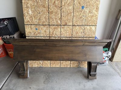 Wooden Fireplace Mantel Shelf - Dark Stain, Excellent Condition
