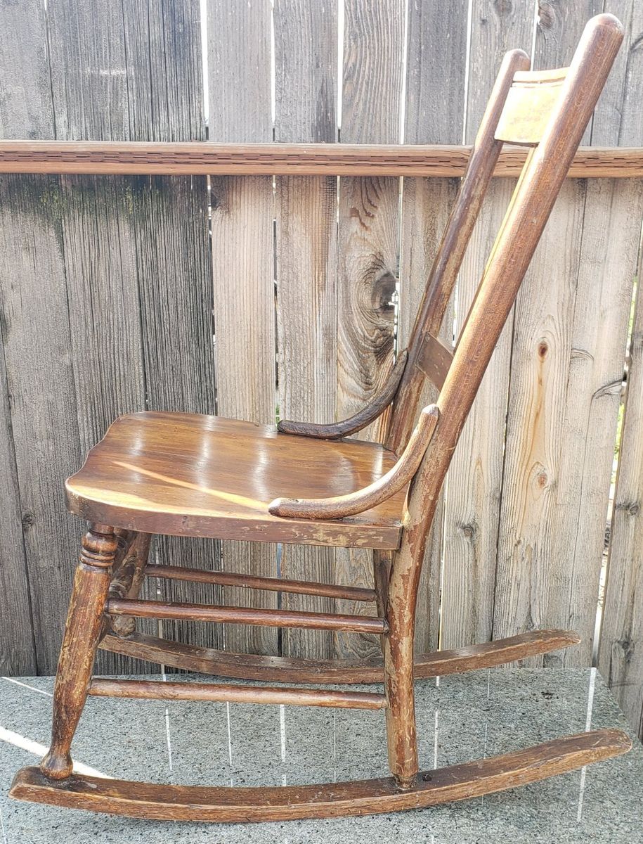CHILD SMALL ROCKING CHAIR WOODEN VINTAGE ANTIQUE