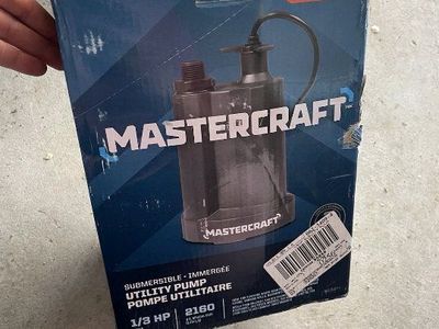 Mastercraft 1/3 HP Electric Utility Pump - 2160 GPH - Submersible Water Pump
