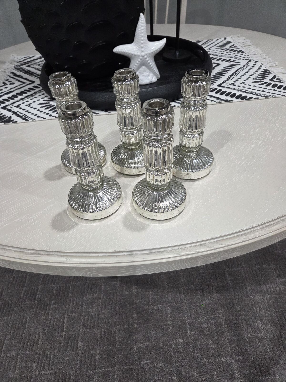 Set of 5 Mercury Glass Candle Holders