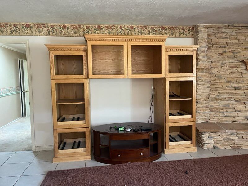 Custom Oak Wood Entertainment Center.