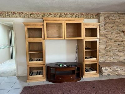 Custom Oak Wood Entertainment Center.