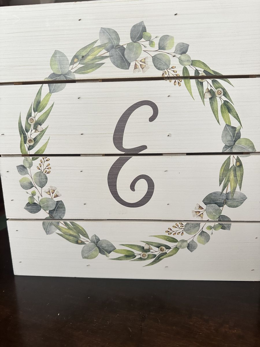 Hobby Lobby Wood Pallet Wall Sign Letter E Eucalyptus Wreath Decor 12x12