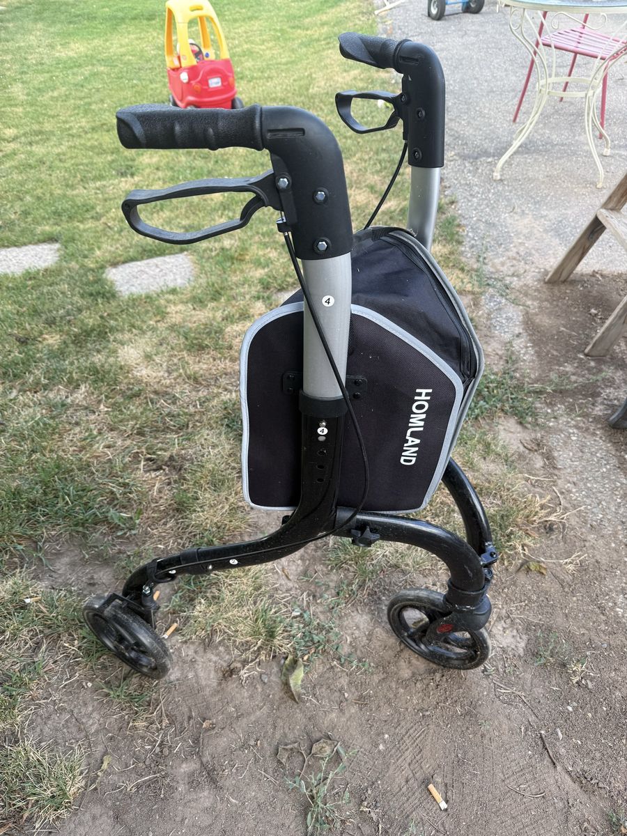 Homland Rollator Walker Black/Silver - Portable Mobility Aid with Storage Bag