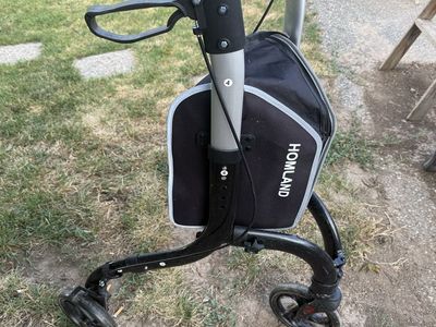 Homland Rollator Walker Black/Silver - Portable Mobility Aid with Storage Bag