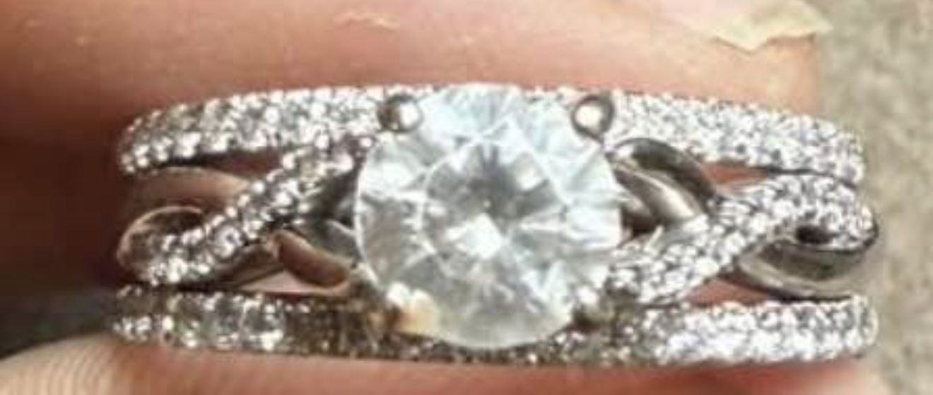 Engagement Ring With Center Stone And Pave Accent Bands