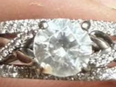 Engagement Ring With Center Stone And Pave Accent Bands