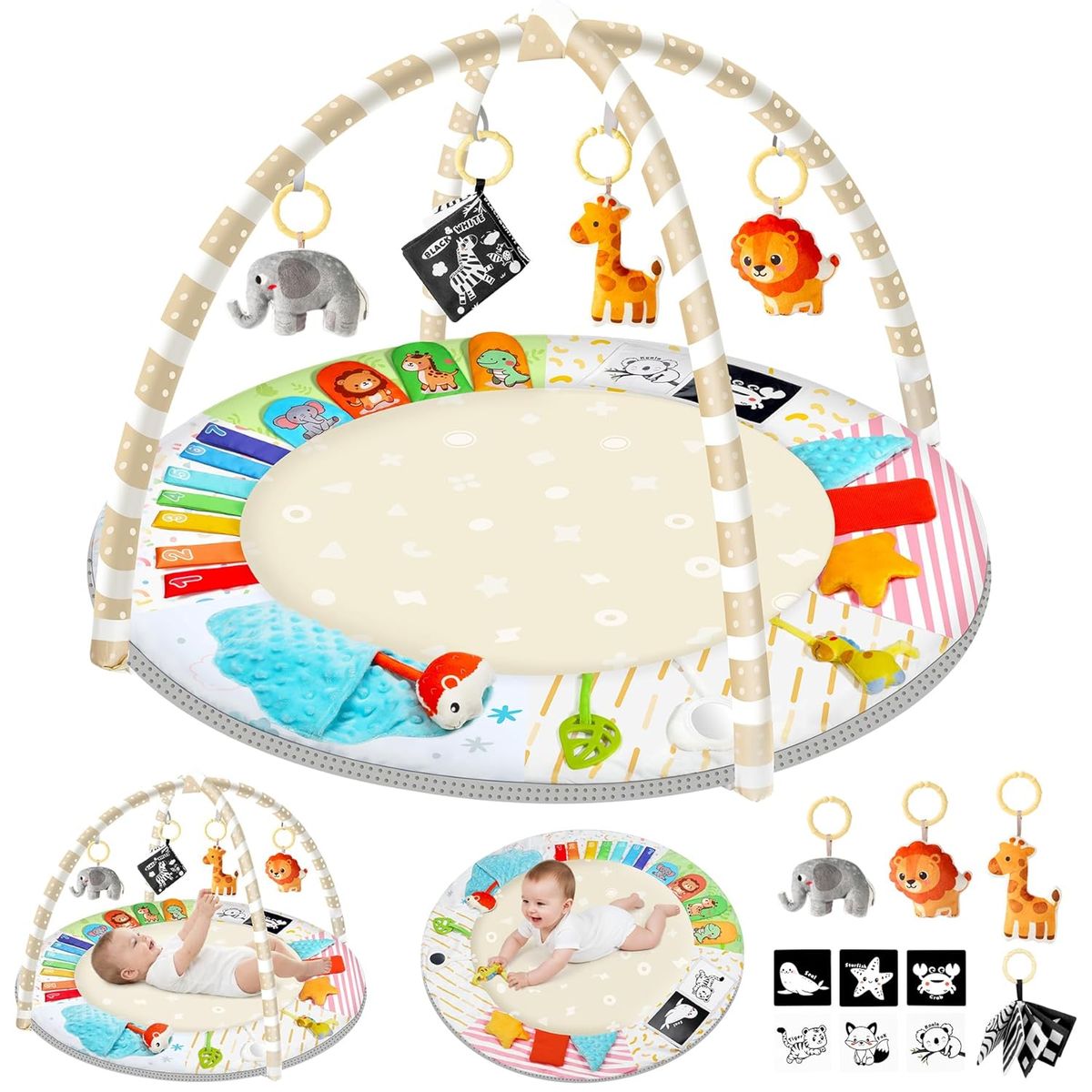 NEW Tummy Time Mat - Comfortable Baby Floor Play Mat Activity Gym for 0-3-6-18 Months, 6 Developmental Zones