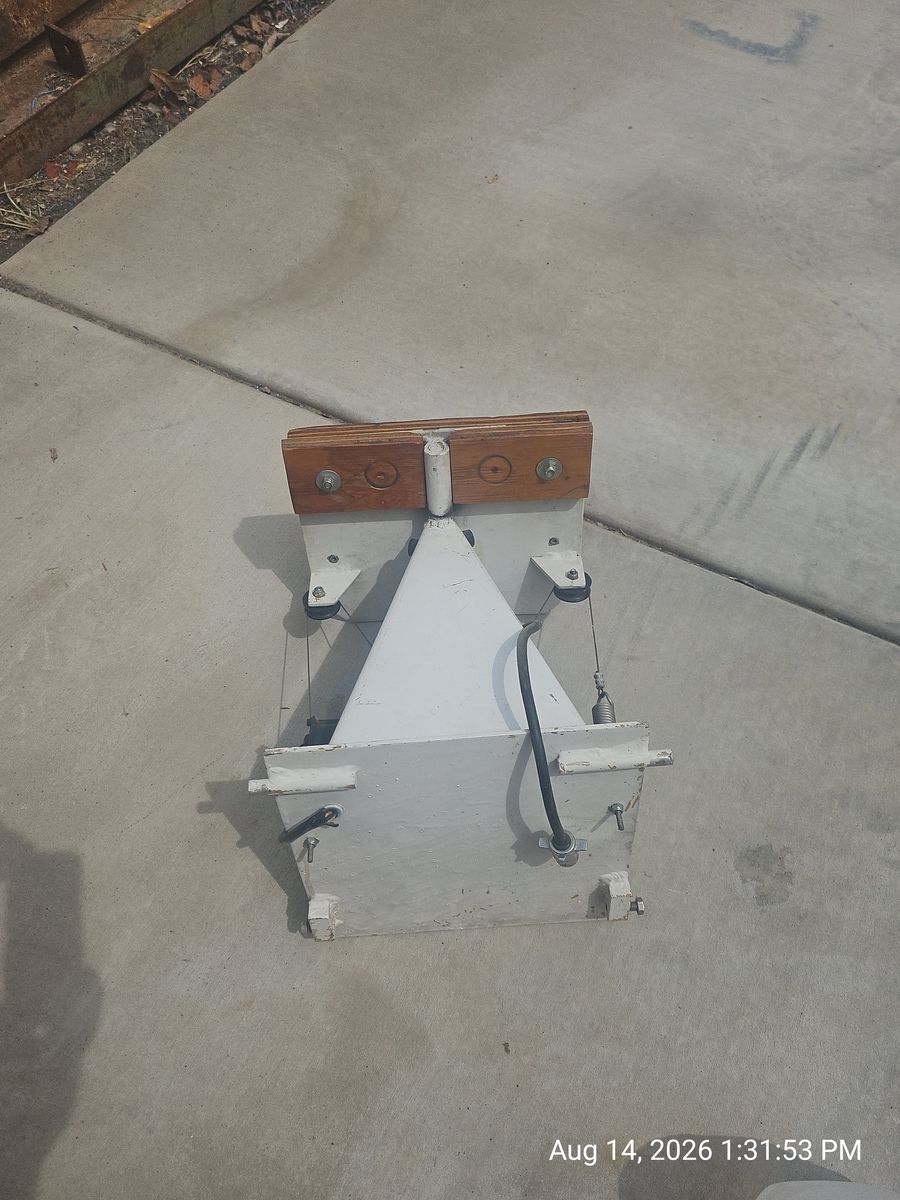 Used Motorized Outboard Motot Mount with Wooden Faceplate and Electrical Connector
