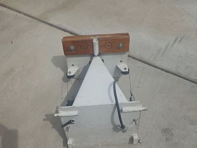 Used Motorized Outboard Motot Mount with Wooden Faceplate and Electrical Connector