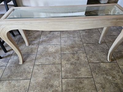 Vintage Pencil Reed Rattan Console Table