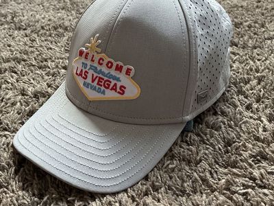 Melin A-Game hydro golf hat medium grey Las Vegas welcome sign adjustable