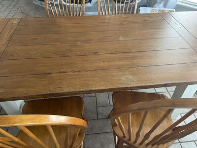 Solid Wood Farmhouse Table And 6 Chairs