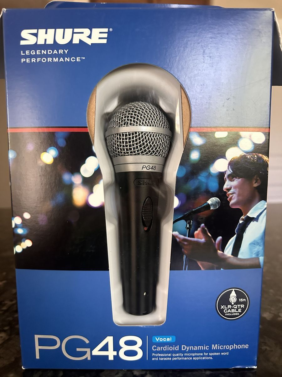 Shure PG48 Mic, holder, 15ft cable