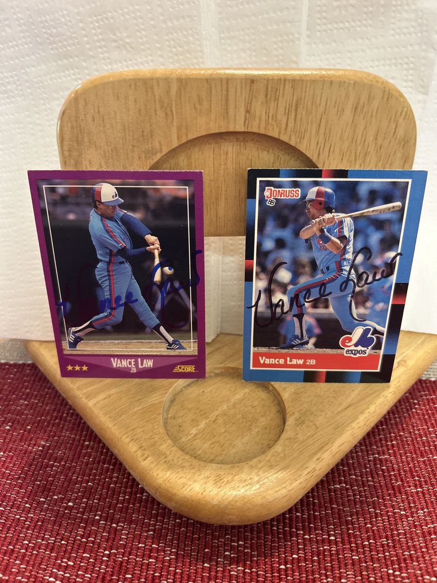 1988 Vance Law x (2) Autograph Montreal Expos BYU COUGARS Hand Signed Auto MLB Baseball Card